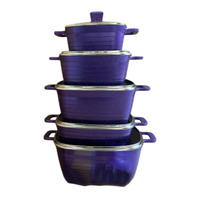 Ensemble de 10 casseroles carrées en granit antiadhésives en aluminium moulé sous pression - Ensemble polyvalent de casseroles et poêles avec couvercles en verre pour usage domestique et commercial