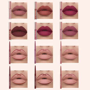 Ensemble de gloss liquide vegan imperméable et crayon à lèvres mat MLM, longue tenue, haute pigmentation, maquillage pour les lèvres non transférable pour tous les jours et les soirées - Product Image 2