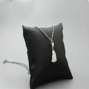 yunnique Foot-Shaped Pendant <b>Necklace</b> Stainless Steel Silver White Unisex Gift Jewelry - Product Image 4