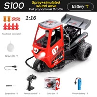 Moto RC à trois roues haute vitesse DODO avec groupe lumineux, groupe audio, échappement fumigène avec effet de feu, et fonction de klaxon.