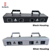Lampu Panggung Laser LED RGB Empat Mata Kontrol DMX512, Finishing Krom Besi, 4 Kepala, Full-Color, IP33, Dapat Diredupkan, untuk Taman Hiburan, KTV, dan Tari