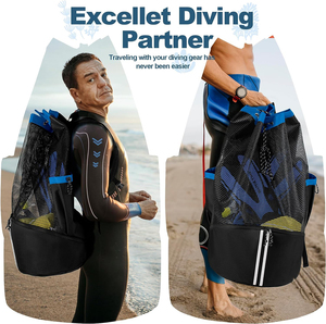 Nouveau sac de plage en filet pour la plongée sous-marine, sac à dos en filet pour l'équipement de plongée sous-marine et de plongée avec tuba - Product Image 3