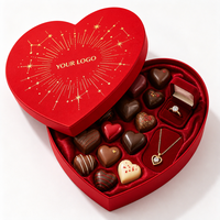 Caja de Regalo de Lujo en Forma de Corazón Rojo al por Mayor OEM, Logotipo Personalizado, Diseño Estrellado con Estampado Dorado, Empaque para Chocolate de San Valentín