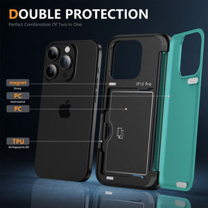 Nouveau design étui porte-carte de crédit à <span class=keywords><strong>clapet</strong></span> pour iPhone 12 13 14 15 Pro Max couverture arrière antichoc pour <span class=keywords><strong>Samsung</strong></span> S23 FE Z FLIP 5 5G - Product Image 2