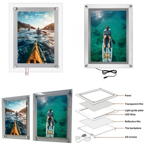 Panneau publicitaire rectangulaire personnalisé en acrylique avec cadre en aluminium double face, étanche, écologique, éclairé par LED pour extérieur - Product Image 1