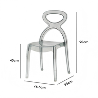 Chaises en acrylique transparentes empilables modernes à dossier, très demandées pour hôtels, cafés, salons de thé, mariages en extérieur