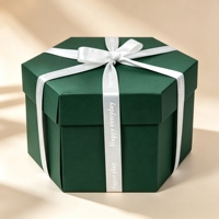 Boîte cadeau hexagonale personnalisée, boîte d'emballage en papier rigide de luxe, taille et couleur personnalisées, logo, boîte d'emballage pour mariage, anniversaire