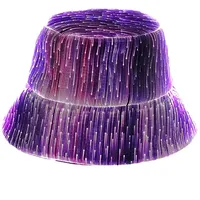 Cappello da Pescatore in Finta Pelle con LED a Fibra Ottica, Luminoso e Cambiacolore, per Discoteca, Bar, Hiphop, Feste e Spettacoli