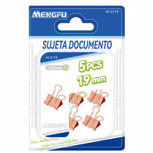 Mengfu oro rosa 19mm legante clip M-0119 5 Pack metallo metallo porta documenti in plastica segnalibri ufficio scuola di cancelleria fatta - Product Image 2
