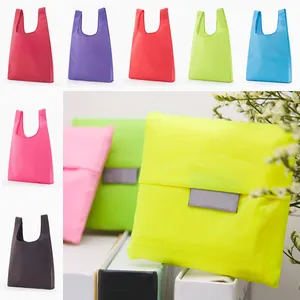 Solid Color Foldable Eco Reusable Tote Oxford Fabric Casual Large-capacity Shopping Home Storage Bag Supplies
