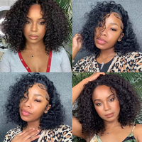 MS Beauty Vente en gros Perruque frisée Bob courte HD vierge pré-plumée 100% cheveux humains sans colle avec cheveux de bébé pour femmes noires