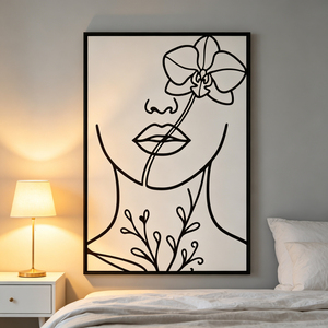 Peinture à l'huile moderne sur toile, sur mesure, lignes fines, <span class=keywords><strong>portrait</strong></span> de <span class=keywords><strong>femme</strong></span> en <span class=keywords><strong>noir</strong></span> <span class=keywords><strong>et</strong></span> <span class=keywords><strong>blanc</strong></span>, art botanique, fait main, décoration murale intérieure - Product Image 5
