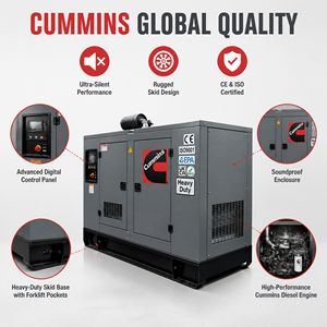 Générateur diesel électrique super silencieux Cummins Weichai Perkins, options de 25 kVA à 400 kVA avec ATS, fréquence 50/60 Hz, faible régime - Product Image 2