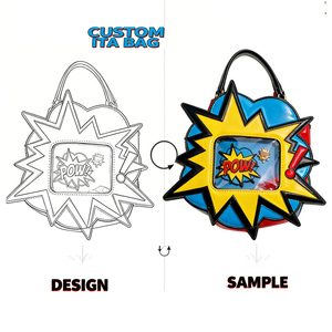 กระเป๋า Ita รูปเห็ดน่ารักแบบสั่งทำ OEM ลายหน้ายิ้ม พร้อมเข็มกลัดอนิเมะสำหรับโชว์ กระเป๋าสะพายข้างขนาดเล็กน่ารัก วัสดุ PVC - Product Image 5