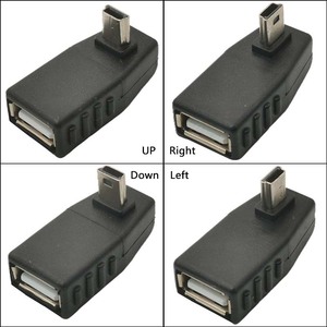 Ángulo de 90 grados 5 pines Mini USB macho a USB hembra convertidor conector sincronización de datos OTG adaptador para coche <span class=keywords><strong>MP3</strong></span> MP4 tabletas teléfonos u-disk - Product Image 3