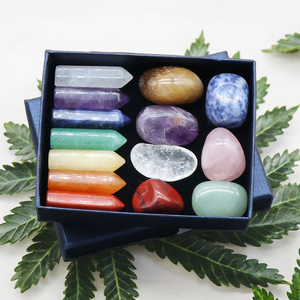 7-<strong>Chakra</strong> Carved Gemstone Set <strong>Engraved</strong> Healing <strong>Stones</strong> for Home Decor Energy Boosting Nationalhexagonal Column Gift Box Included - Product Image 1