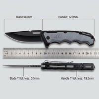 Couteau pliant d'extérieur EDC CT832 avec manche en fibre de verre PP doux au toucher, acier 3Cr13, finition oxyde noir, bord brut, trou pour le pouce, verrouillage Liner Lock