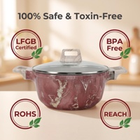 Ensemble de casseroles en aluminium moulé sous pression antiadhésif en granit, 8 pièces, couleur marbre rouge vin, écologique, compatible four et micro-ondes, OEM, marque privée