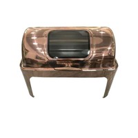 Réchaud de buffet de luxe en acier inoxydable de 9,5 L avec couvercle en verre hydraulique, chauffe-plats pour buffet