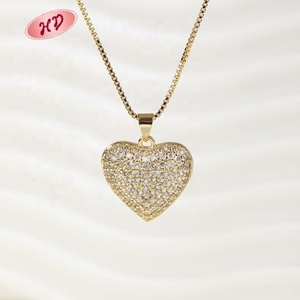 Collar de Cadena de Oro de 18k con Colgante de Corazón de Moda, Zirconia en Aleación de Cobre, Joyería para Fiestas de Mujer, Venta al por Mayor - Product Image 6