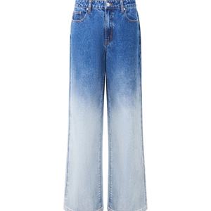 Jean baggy d'été de haute qualité pour femme, coupe droite, en denim délavé et déchiré, avec blocs de couleur - Product Image 4