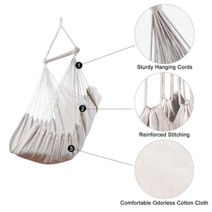 <span class=keywords><strong>Hamac</strong></span> Portable à corde suspendue de couleur blanche, <span class=keywords><strong>siège</strong></span> de balançoire, pour Patio, Camping, chaise d'extérieur - Product Image 2