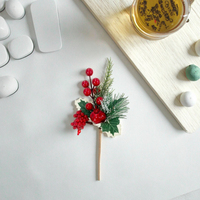 2026 Neuerscheinung 24cm Langlebige Grüne Rote PE-Tannennadeln Weihnachtsbaum-Deko Picks Beeren Weihnachtsschmuck Fröhlicher Baum Feiertagsdekoration
