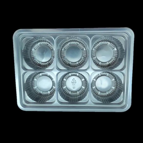 Plateau de séparation des aliments en plastique PP transparent à 6 cavités, boîte d'emballage, insertion sous vide, plateaux de boulettes glacées jetables