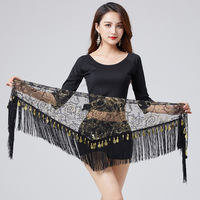 Écharpe triangulaire en maille à paillettes brillantes en jacquard gaufré Mini jupe à la taille pour vêtements de danse de scène pour filles