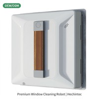 Robot Pembersih Kaca Otomatis Premium OEM ODM Bentuk Persegi, Kontrol Aplikasi WiFi, Aksen Kulit, Magnetik, Paket Logo Kustom