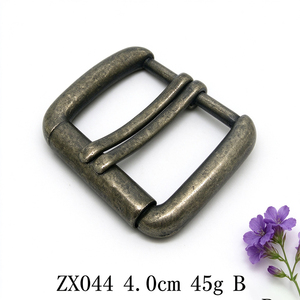 Boucle de ceinture à double languette rectangulaire en acier brossé argenté pour ceinture ZX043 4,0 cm - Product Image 2