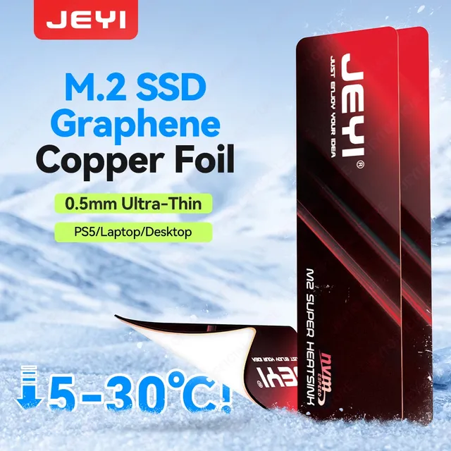 JEYI Graphene M.2 2280 SSD Heatsink Copper Foil Cooling Pad 0.5mm Ultra Thin Thermal Conductivity NVMe for 2/5PCS OEM CN/GUA