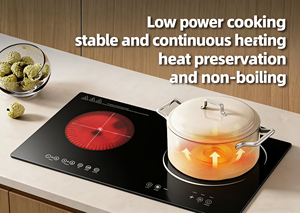 Cuisinière à induction infrarouge encastrable et sur plan de travail à 2 brûleurs 2300W+1300W, cuisinière domestique avec capteur tactile pour éviter les brûlures accidentelles - Product Image 6