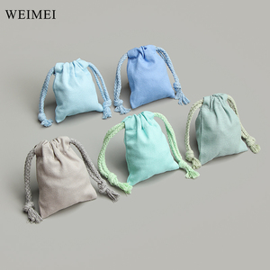 Sac d'emballage à cordon personnalisé WEIMEI avec logo imprimé, en coton mousseline naturel fin, pochette à bijoux - Product Image 3