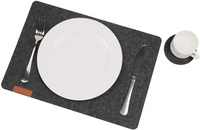 Lot de 6 napperons et sous-verres en feutre de polyester de haute qualité avec logo personnalisé en cuir PU