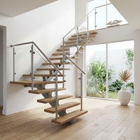Nouvelles conceptions modernes d'escaliers intérieurs en verre à balustrade droite pour résidences en Inde – Modèles élégants