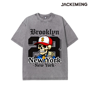 T-shirt Oversize Nera con Stampa Gotica, Teschio con Banconote e Numero 23 Grande, Disponibile in Stock USA, Maglietta Casual all'Ingrosso - Product Image 5