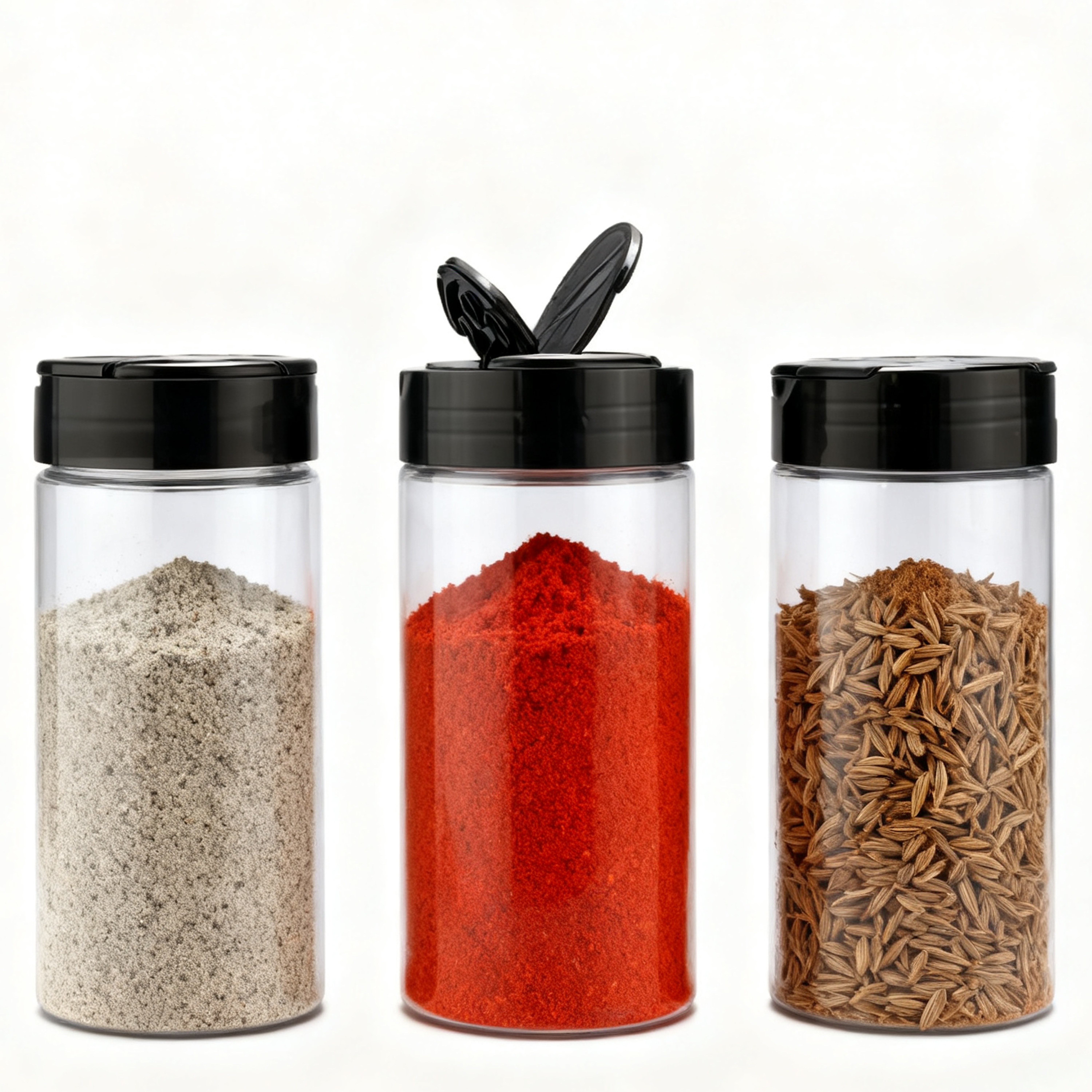 Food Grade BPA-Free 100ml 200ml 500ml PET Plastic Spice Jars Seasoning Bottle Spice Container Powder Shaker Pepper Packing