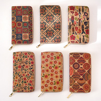 Dompet Panjang Wanita Kulit PU Vintage Artistik Unik Tempat Kartu Tas Clutch Bermotif Serat Kayu Kapasitas Besar Dompet Koin