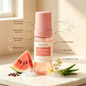 Limpiador <span class=keywords><strong>Micelar</strong></span> Espumoso de Sandía Orgánica de Marca Privada <span class=keywords><strong>con</strong></span> Hamamelis, Desmaquillante Hidratante, Limpiador Facial, Cuidado de <span class=keywords><strong>la</strong></span> Piel - Product Image 1
