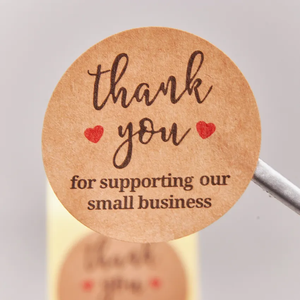 Autocollants ronds en papier kraft brun avec logo personnalisé imprimé, adhésifs, autocollants de remerciement, étiquettes autocollantes pour emballages cadeaux - Product Image 2