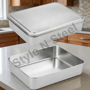 Rectangular Serving <b>Tray</b> Stainless Steel Restaurant and Home Decorative <b>Tray</b> Best Quality Metal - Product Image 4