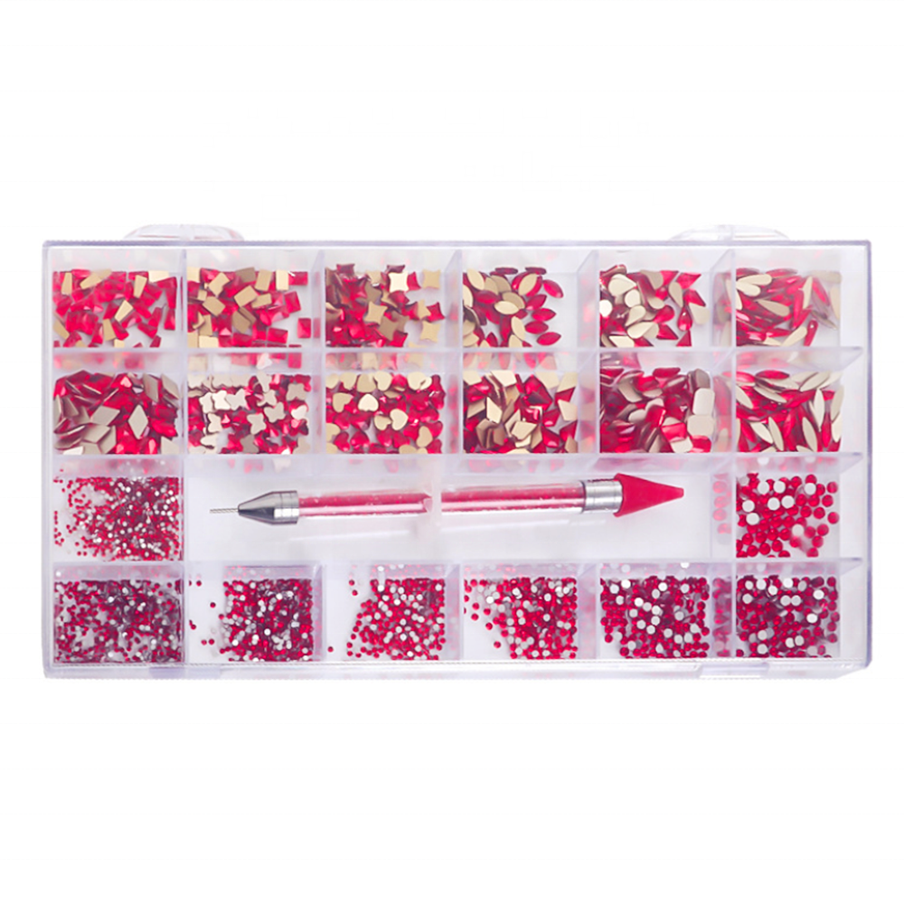 Набор ювелирных изделий для дизайна ногтей, коробка с 21 ячейкой, с плоским дном и стеклянными бриллиантами, окрашенные Стразы «сделай сам»