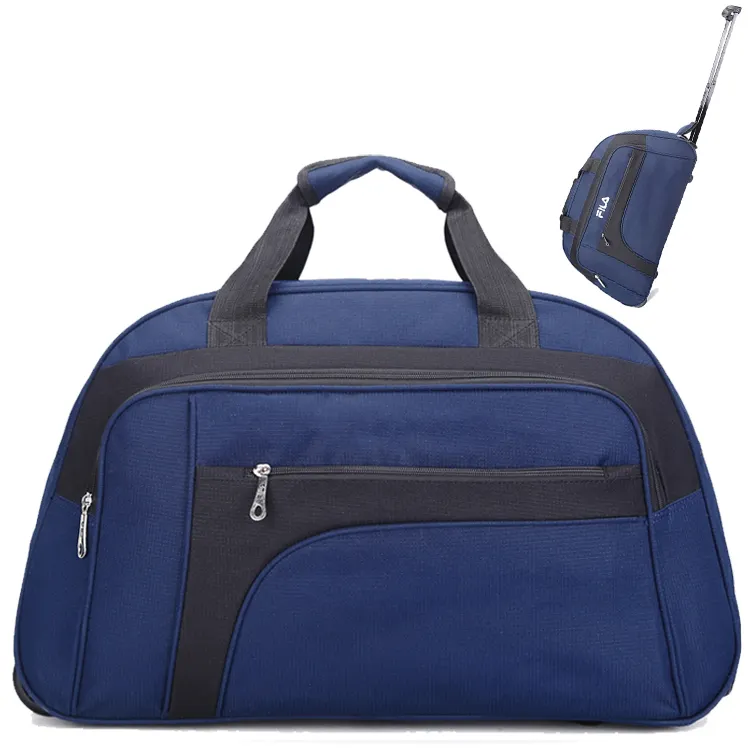 Aosheng marca personalizada grande popular marinha azul duffel wheel trole bagagem saco de viagem