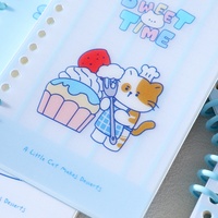 Cuaderno A6 de PP con diseño de gato de dibujos animados, 70 hojas, papel rayado de 80g, mini diario portátil para niños y estudiantes
