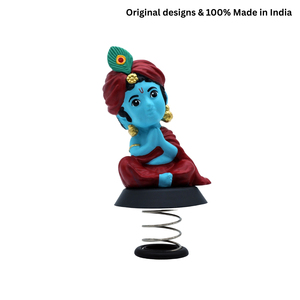 Hand-Painted Lord Krishna Spring Idol Blue Finish Decorative Car Dashboard & <b>Home</b> <b>Temple</b> Showpiece for Office & Gift - Product Image 4