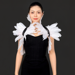 Accessoires de costume de danse pour spectacle sur scène, festival, défilé, soirée en boîte de nuit : Épaulettes et châle d'épaule de luxe en plumes réglables - Product Image 6