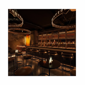 Custom L-Shaped Counter for Restaurant and Nightclub Wooden Metal Bar with <b>LED</b> <b>Lighting</b> Nightspot Design - Product Image 1