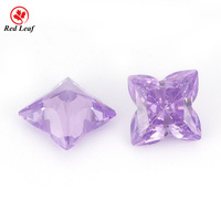 Pierre colorée Redleaf, fleur de zircone cubique, coupe trèfle, zircone cubique synthétique, pierres précieuses en vrac