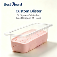 Meilleur emballage alimentaire en PP de qualité alimentaire, plateau blister de 2 mm d'épaisseur, conteneur en plastique transparent jetable de 5 L pour crème glacée